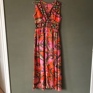 Retro vintage maxi dress. Gorgeous colours.